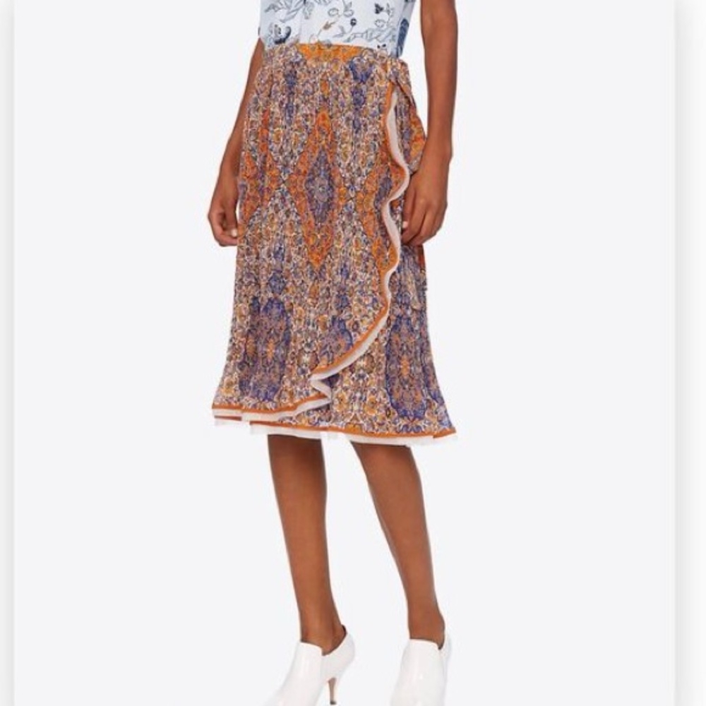 Tory Burch Quincy Silk Wrap Skirt in Paisley